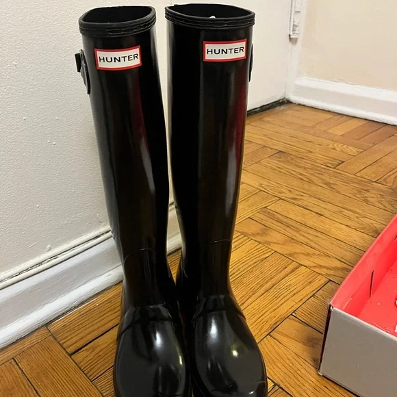 Hunter Original Tall Gloss Rain boots size 8 black - Picture 3 of 8